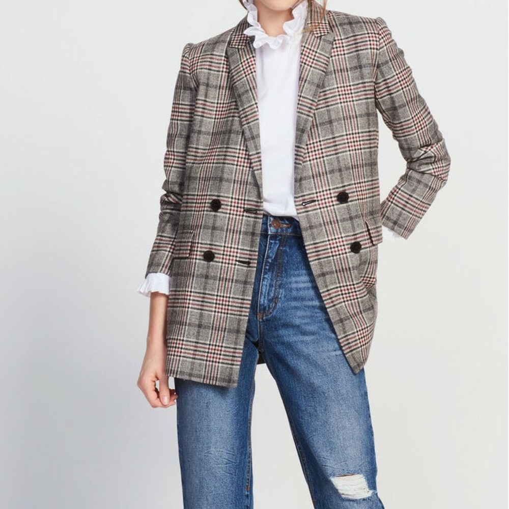 COPY - Sandro Wool-blend Double-breasted Checked …